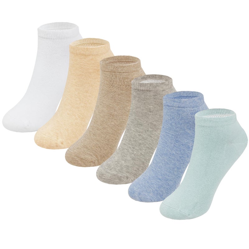 MAGIARTE Womens Ankle Socks Soft Pure Cotton Low Cut Athletic Casual Mutil Color No Show Socks for Women 6-Pack (color#06M) - Image 1